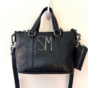 Steve Madden Maddi black faux leather small crossbody handbag